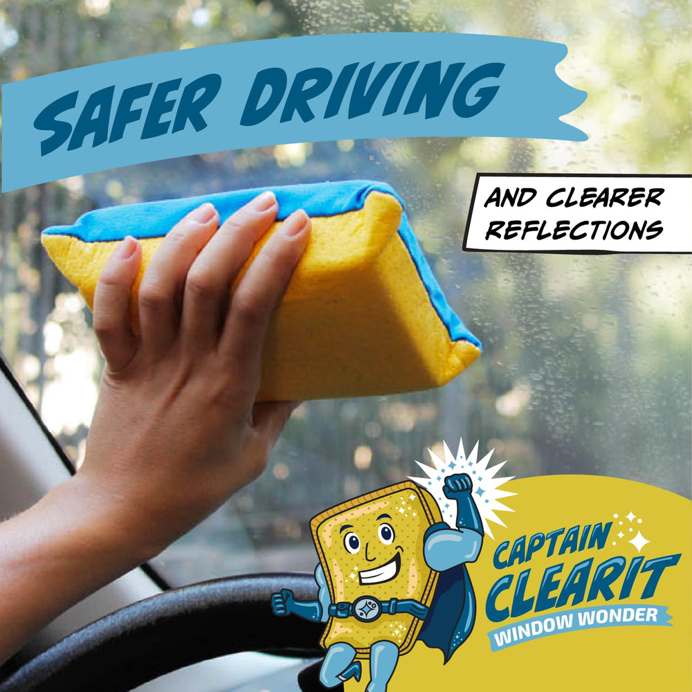 JJ KENT Captain ClearIt sponge wipes windshields to clear condensation quickly.
