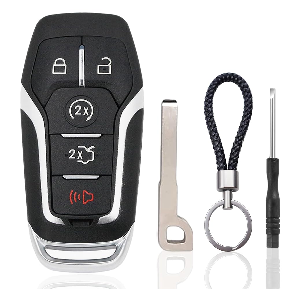 JJCHQ Ford key fob shell 5-button replacement with seamless fit and preserved signal.