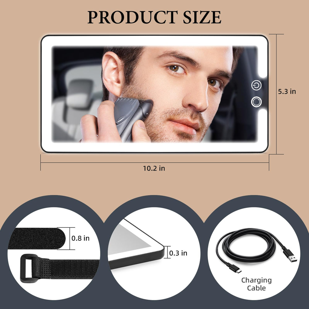 JJhxr rechargeable LED mirror with Type-C charging.