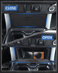 JJMY center console upgrade for Tacoma blends with factory interior.
