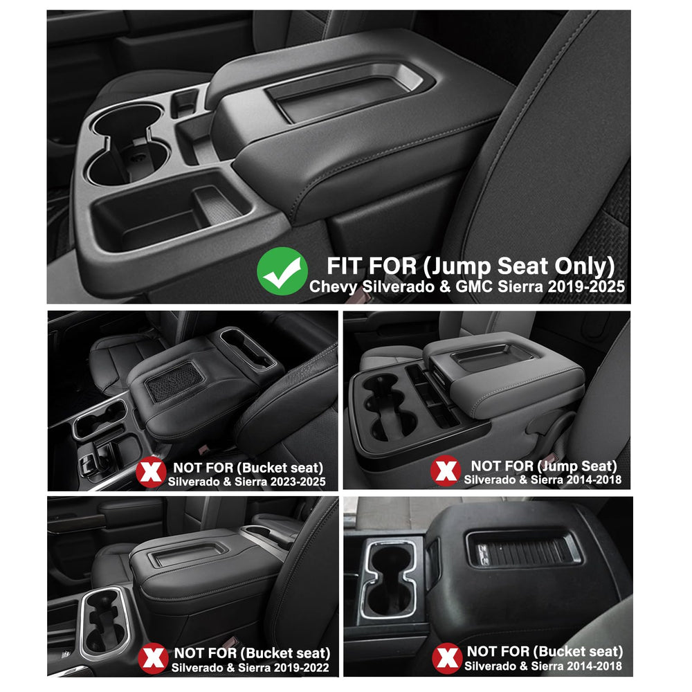 The organizer box on a split-bench Silverado console is shown, highlighting simple integration.