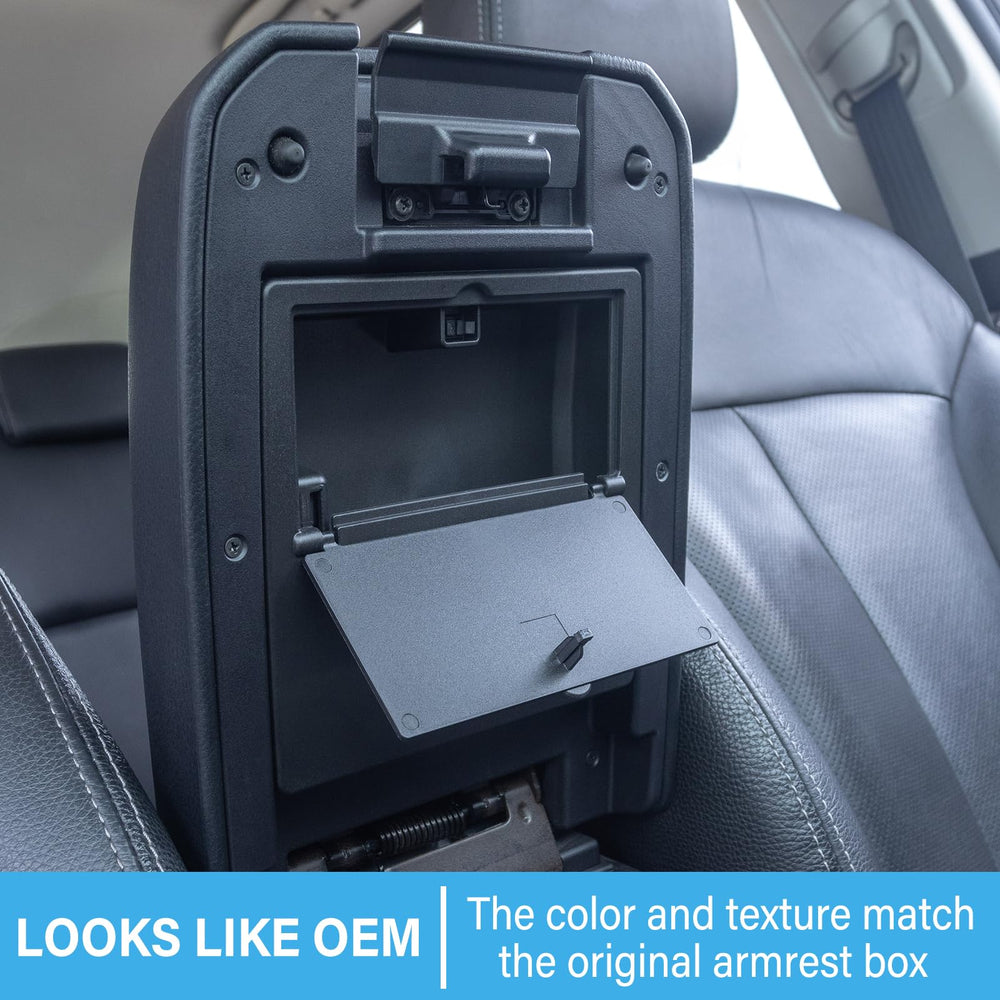 JKCOVER flush lid clearance showing no interference with armrest operation.