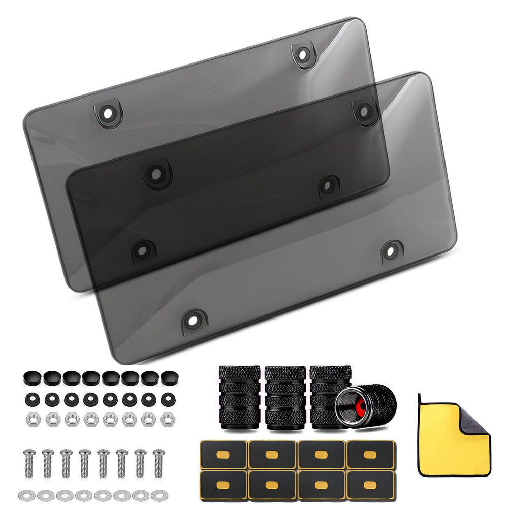jkjnqnq license plate cover front view—clear shield protects against sun and dust.