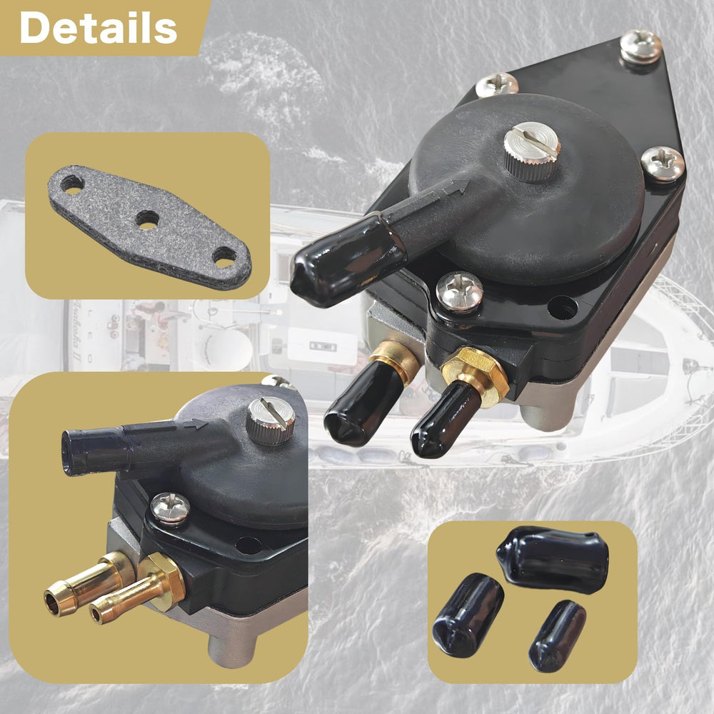 JLM MARINE 438555 fuel pump in package shows replacement option.