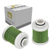 JLM Marine fuel filter two-pack for Suzuki engines, ready for maintenance.