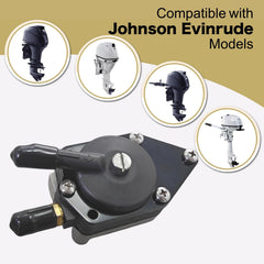 JLM MARINE fuel pump bottom-connector shows secure hose fit for reliable operation