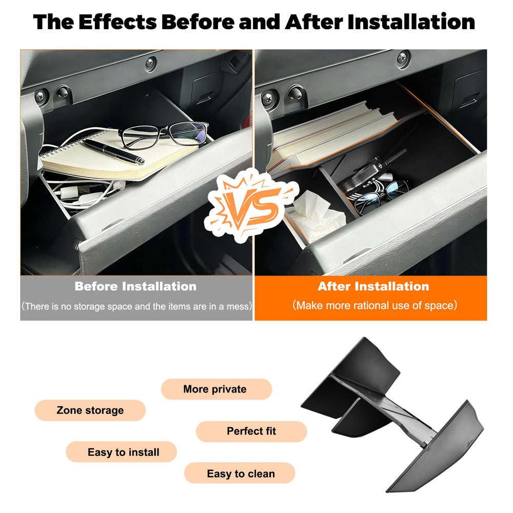 JLQP Frontier glove box ABS material resists wear and cleans easily.