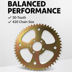 JMCHstore 50T sprocket chain-fit alignment on 420 chain.