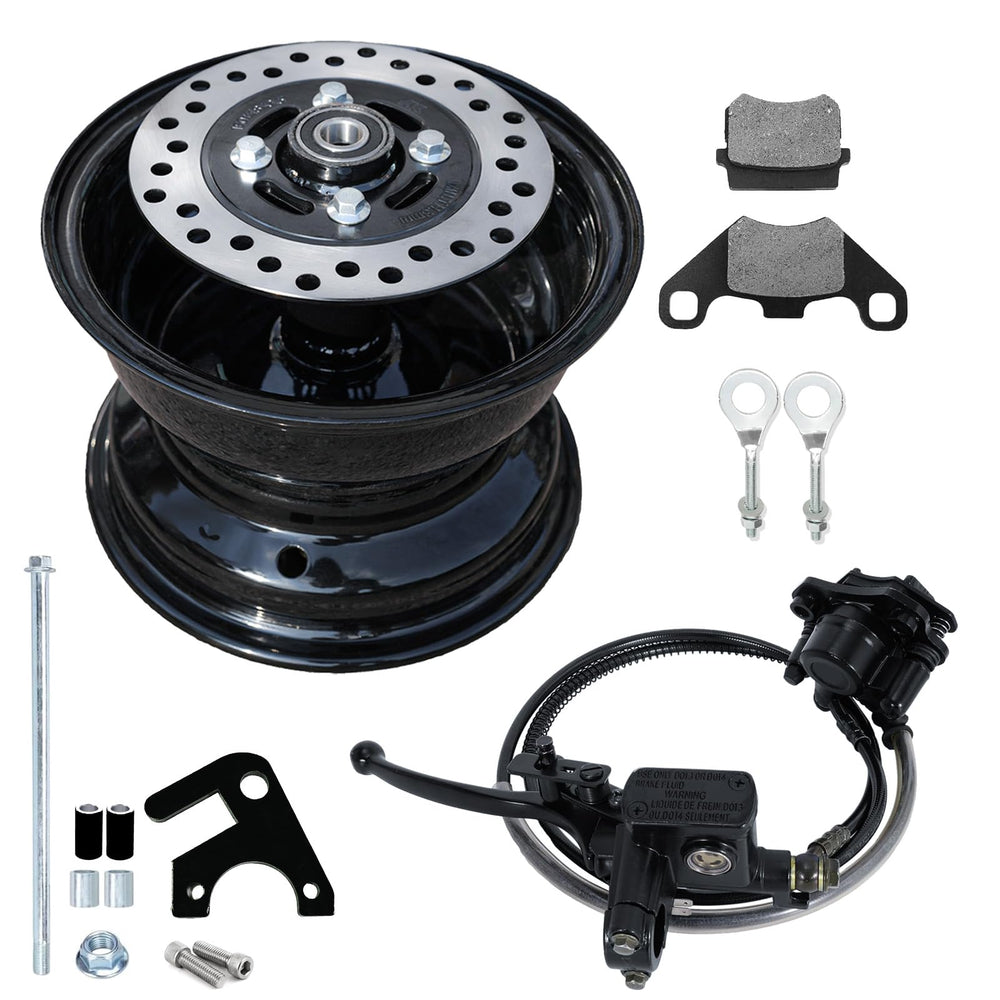 JMCHstore rear disc brake kit on Coleman CT200U hub enables ready off-road braking.