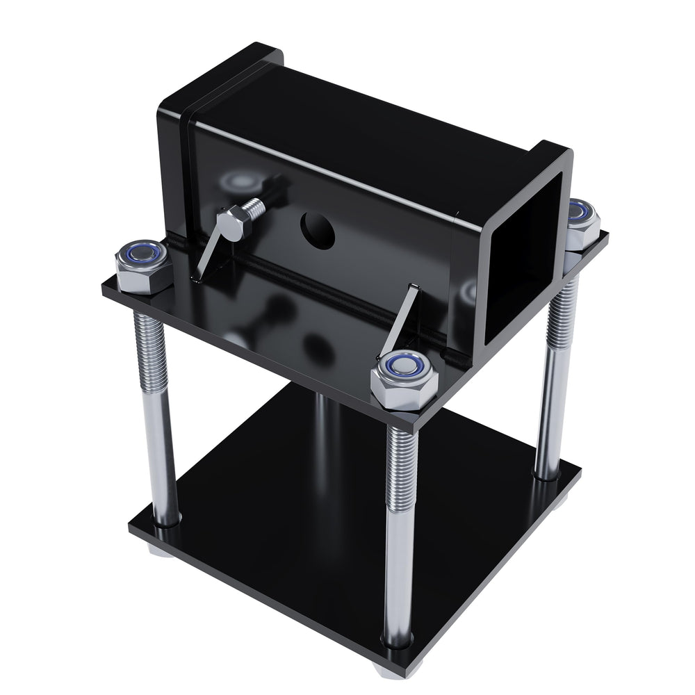 JMTAAT bumper adapter compatible with hitch-mounted racks and carriers.