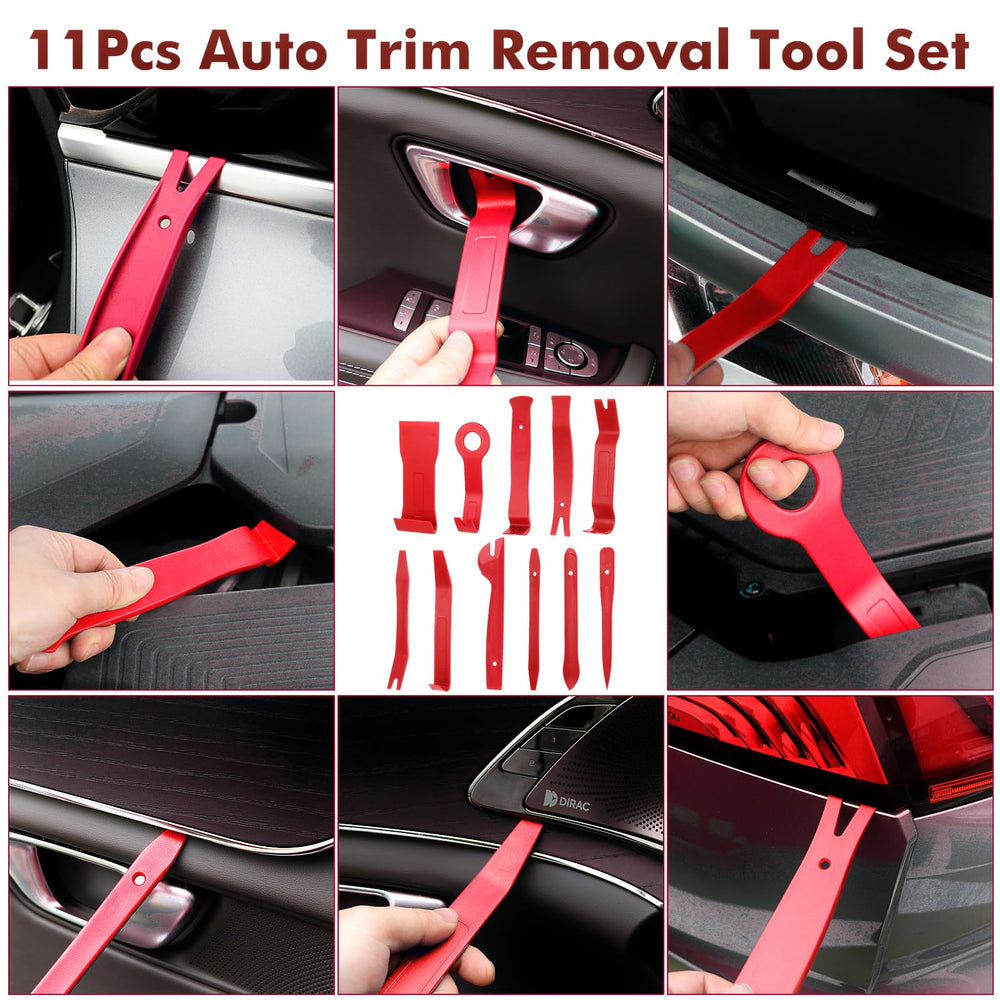 JNLK trim removal tool contents spread showing 120 fastener clips