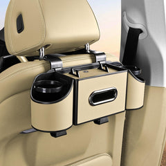Joezhe backseat organizer 4-in-1 setup holding tissues and cups for easy car access.