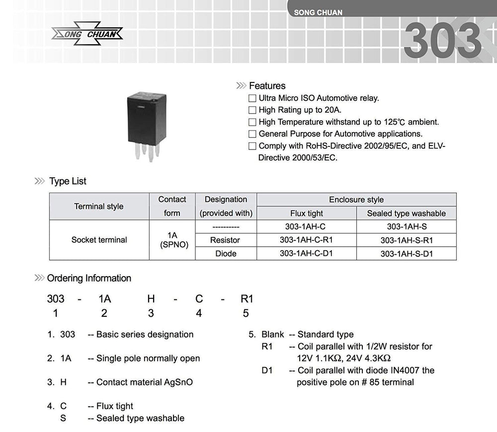 JOINAP 303-1AH-C-R1-U01 coil detail for high-temp automotive use.
