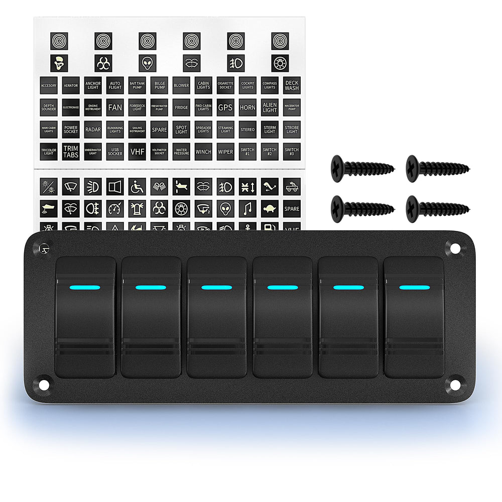 Joinfworld 6-gang rocker switch panel with blue LED for onboard control