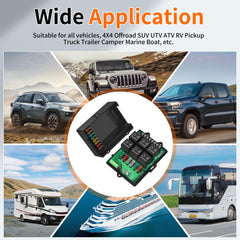 Joinfworld 12V fuse panel fits 4x4, RV, boat needs.