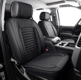JOJOBAY Chevy Silverado front pair seat covers in black with tailored fit for protection.