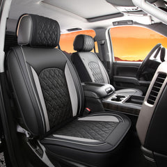 JOJOBAY Chevy Silverado leather seat covers front pair; rugged protection and precise fit.