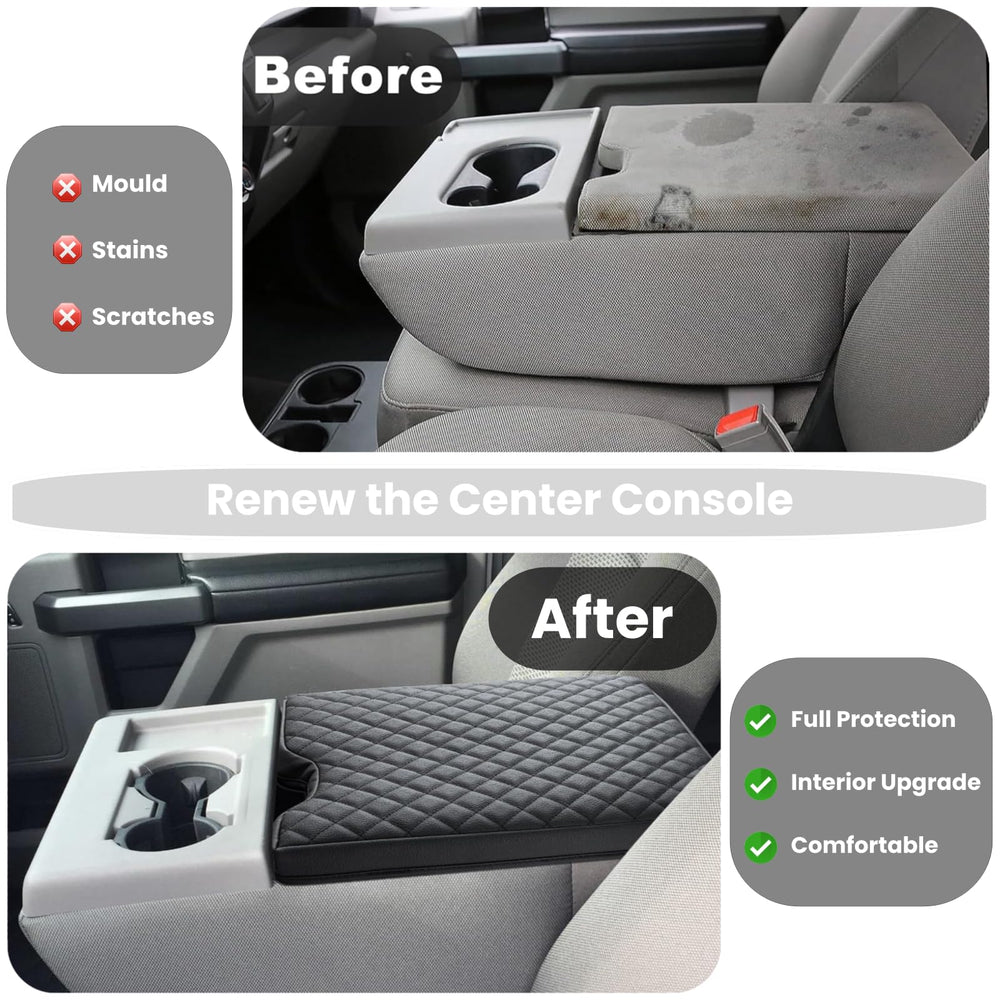 JOJOY LUX center console cover for F-250/F-350/F-450 keeps interior looking new.