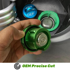 JOJOY LUX magnetic diesel cap attached near the fuel port for quick access