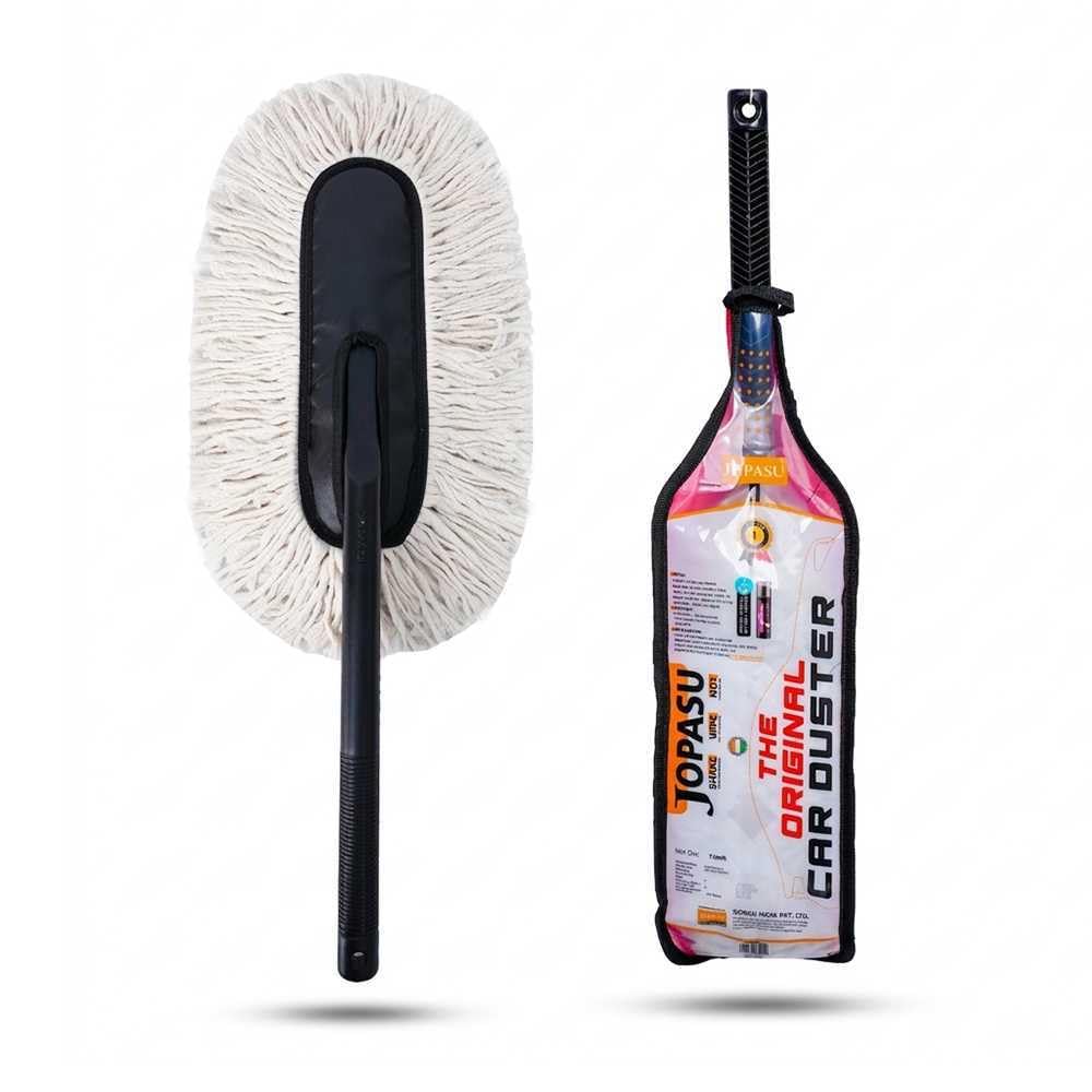 JOPASU car duster with wax-treated fibers lifting dust without scratching