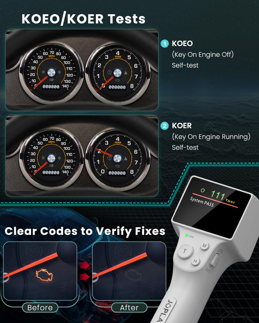 JOPLAY OBD1 code reader with a nine-foot cable for flexible positioning.