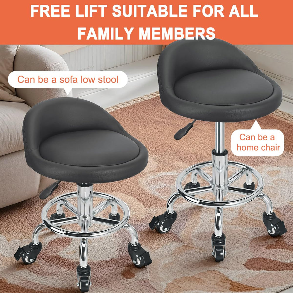 JOSTZHXIN rolling stool with back and 360-degree wheels for flexible work