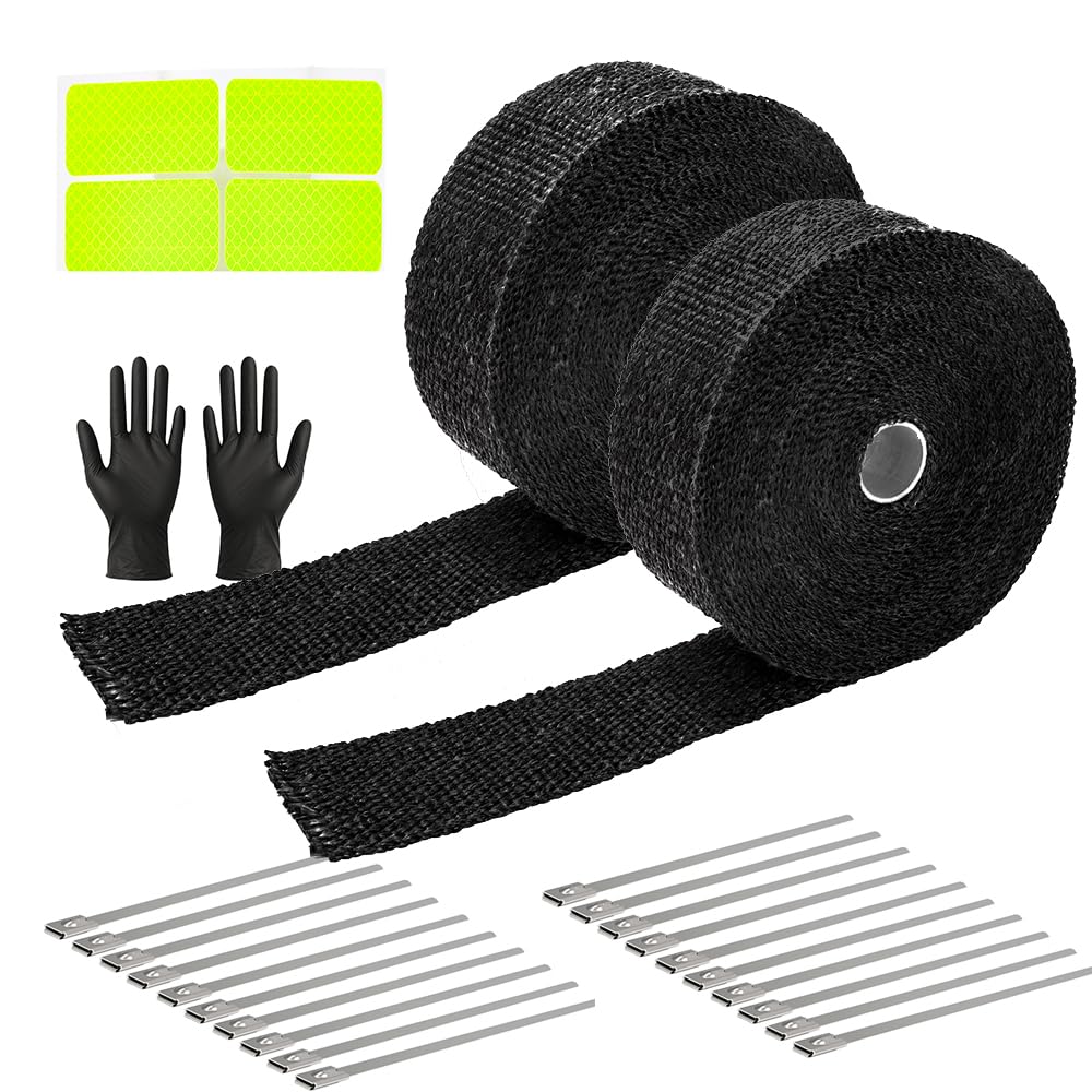 JOUGU exhaust wrap roll 2x50 black provides heat containment around exhaust pipes.