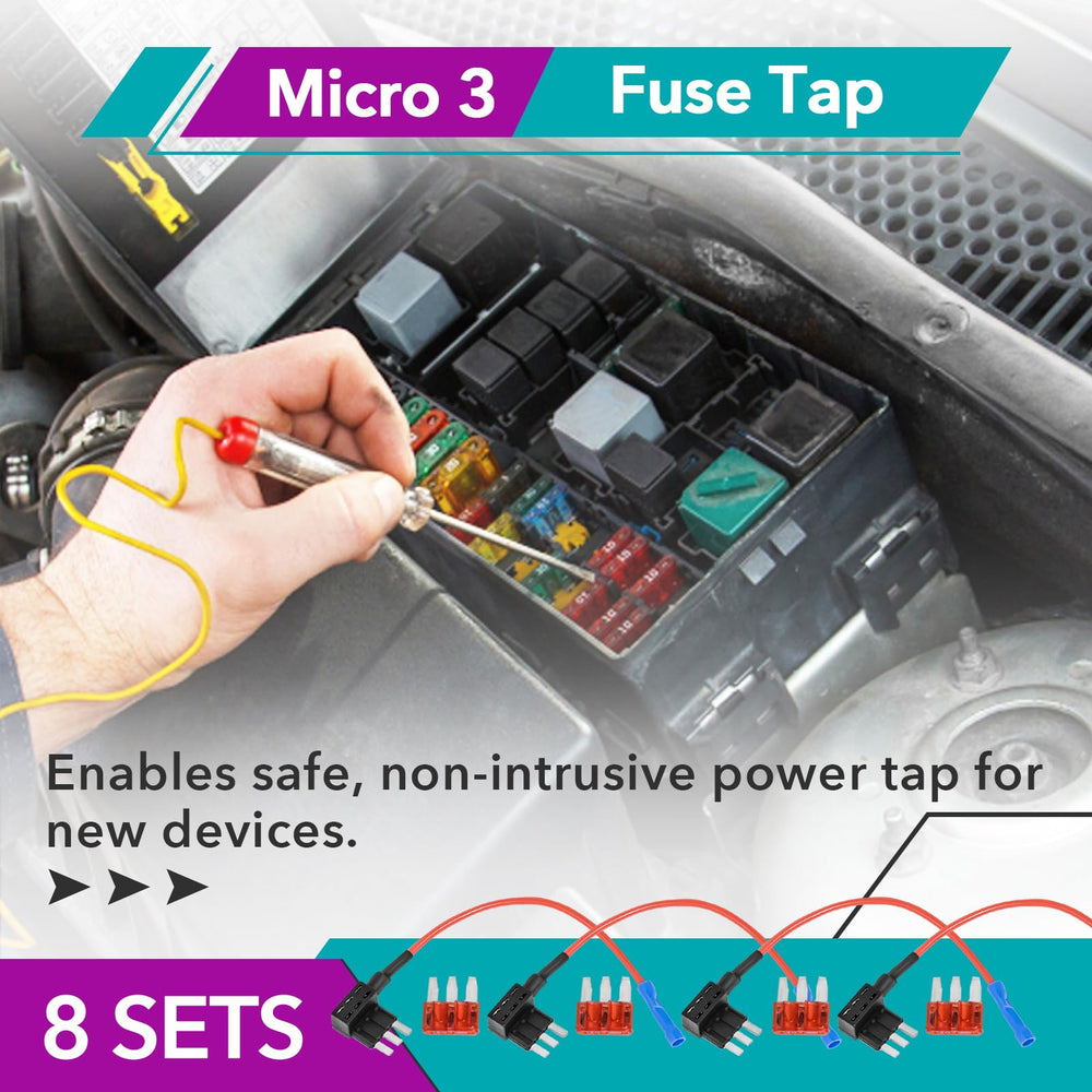 Joworthy micro 3 fuse tap powers interior LED strips with a clean, reliable connection.