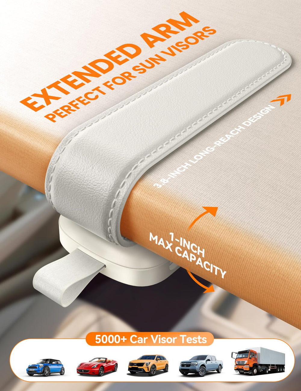 JOYROOM extended-arm clip fits narrow to wide visors for various vehicles.