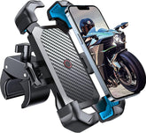 JOYROOM motorcycle mount shows the 1s auto lock button for secure one‑hand operation.