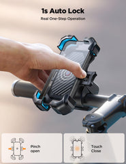 JOYROOM mount with cushioned clamp protecting phone and handlebars from shocks.