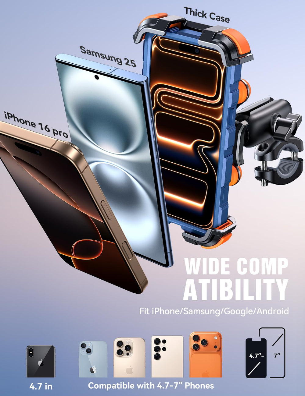 JOYROOM handlebar-clamp fits 18-34 mm handlebars for versatile mounting.