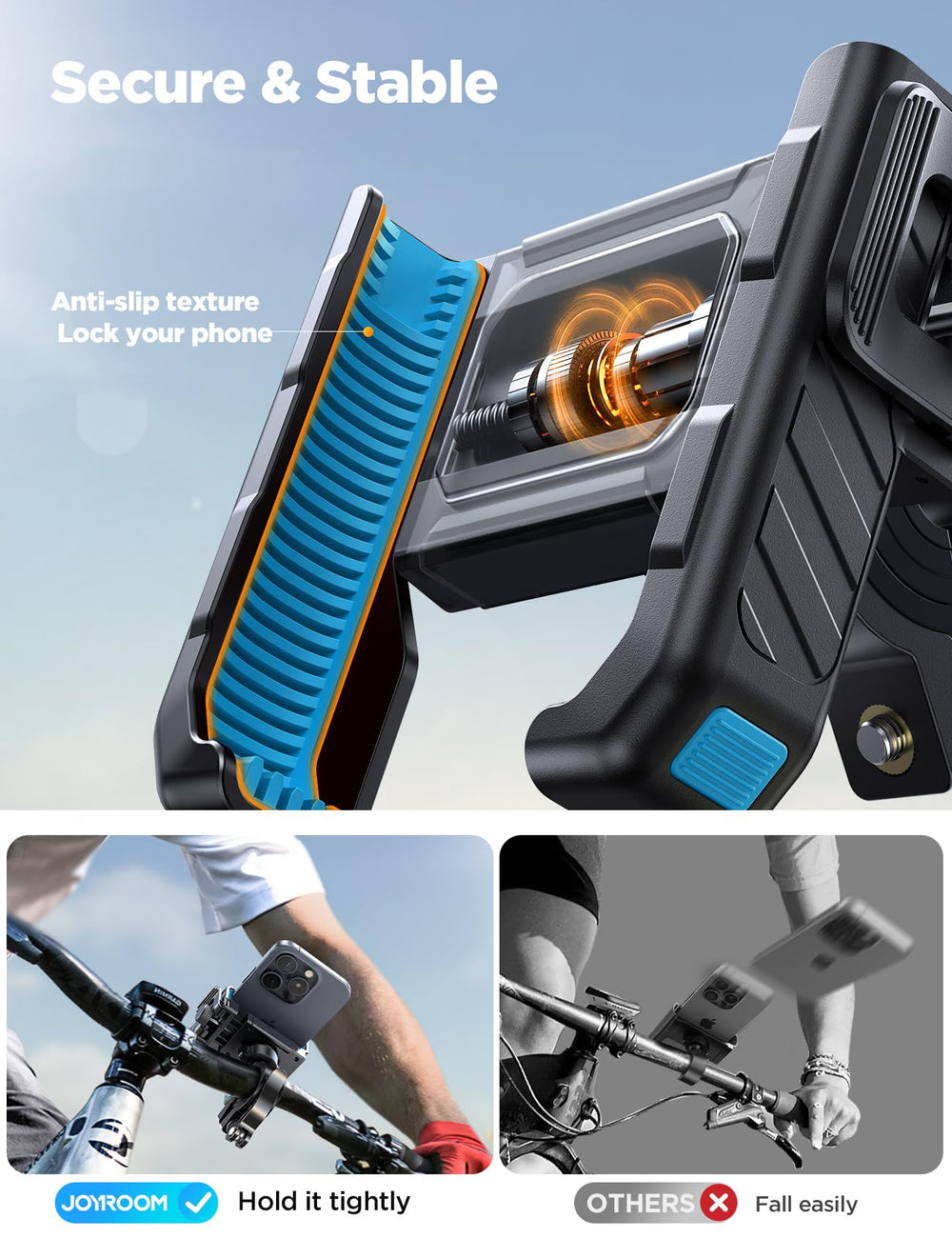 JOYROOM one-second quick-lock release on handlebars enables fast one-handed mounting.