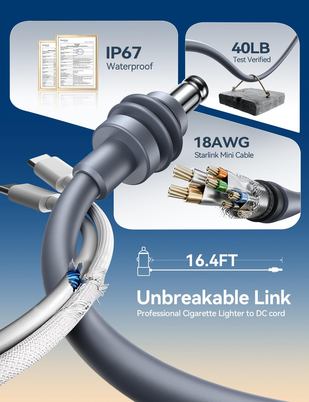 JOYROOM Starlink Mini car adapter supports 12V and 24V vehicle systems.