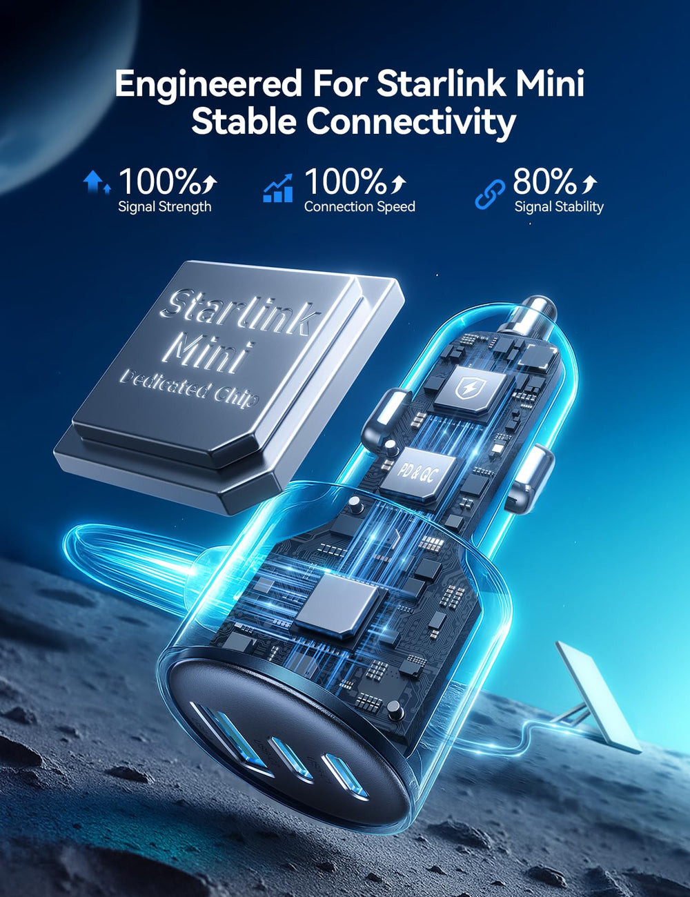 JOYROOM Starlink Mini car adapter PC housing protecting internal components.