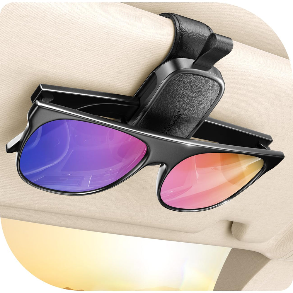 JOYROOM sunglasses holder car visor clip orange with one-handed access