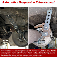 Joytrace exhaust hanger installation shows tool-free clamp for easy mounting.