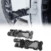JOYTUTUS 120° foot pegs front view highlight rugged aluminum build for Wrangler off-road use.