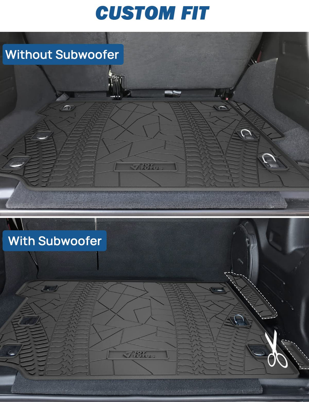 JOYTUTUS all-weather cargo mat is waterproof, ready for mud and spills.