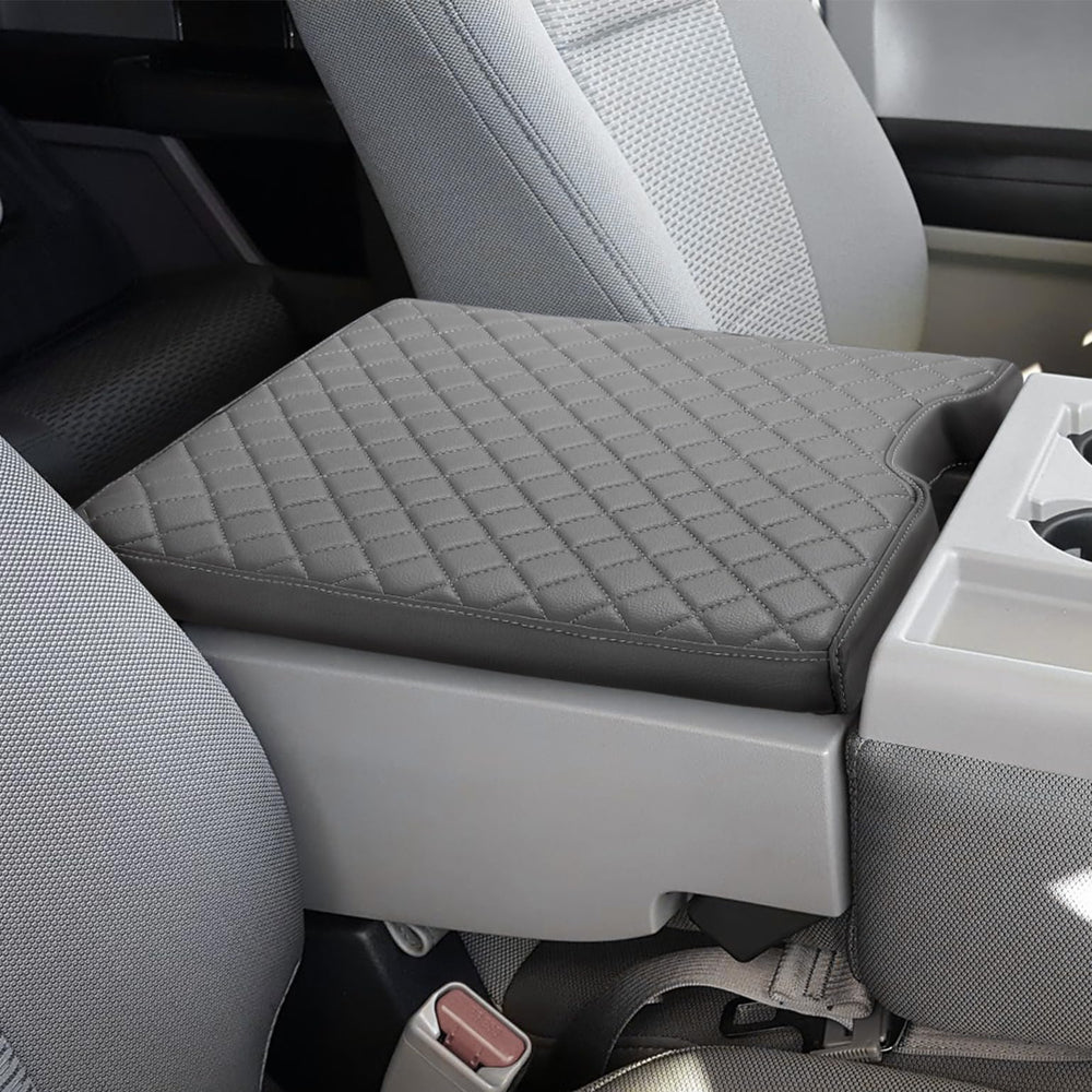 JOYTUTUS center console cover on Ford F-150 jump seat top view showing snug fit