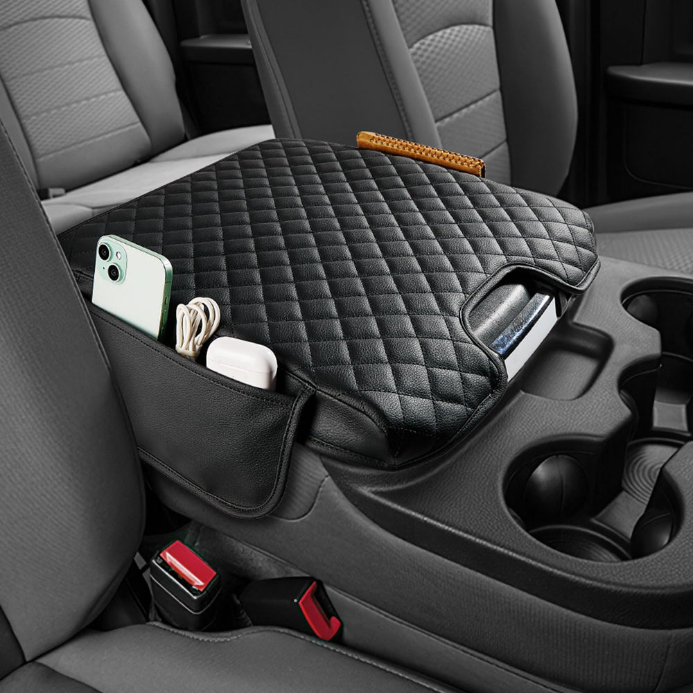 JOYTUTUS center console cover on Ram 1500 with two side pockets for quick items