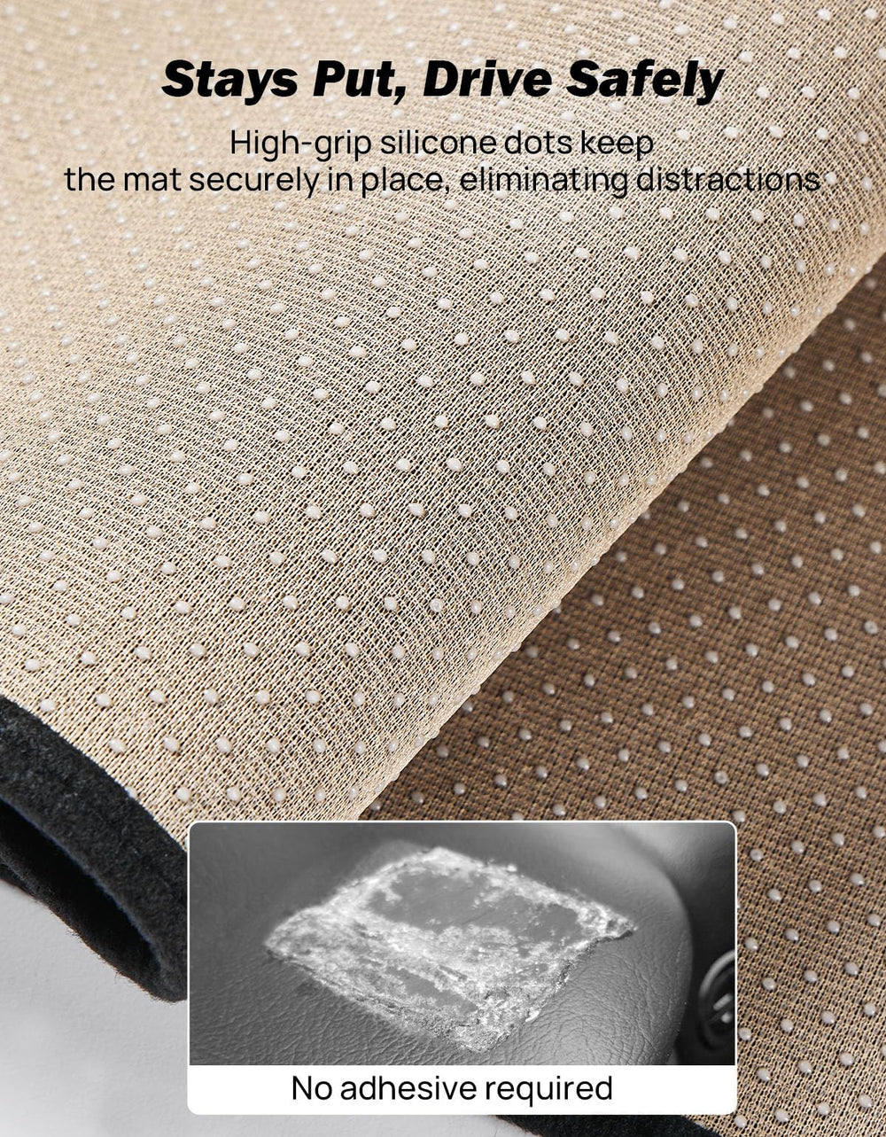 JOYTUTUS dash cover bottom features dense non-slip silicone for secure placement.