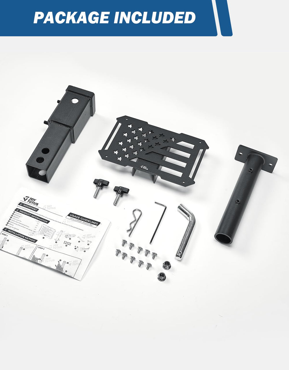 JOYTUTUS sturdy powder-coated steel hitch mount withstands weather.