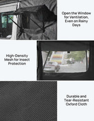 JOYTUTUS easy-install shade secured by retention webbing on Wrangler doors.