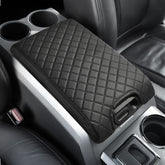 Joytutus F-150 center console cover, full-top view, protective vegan leather