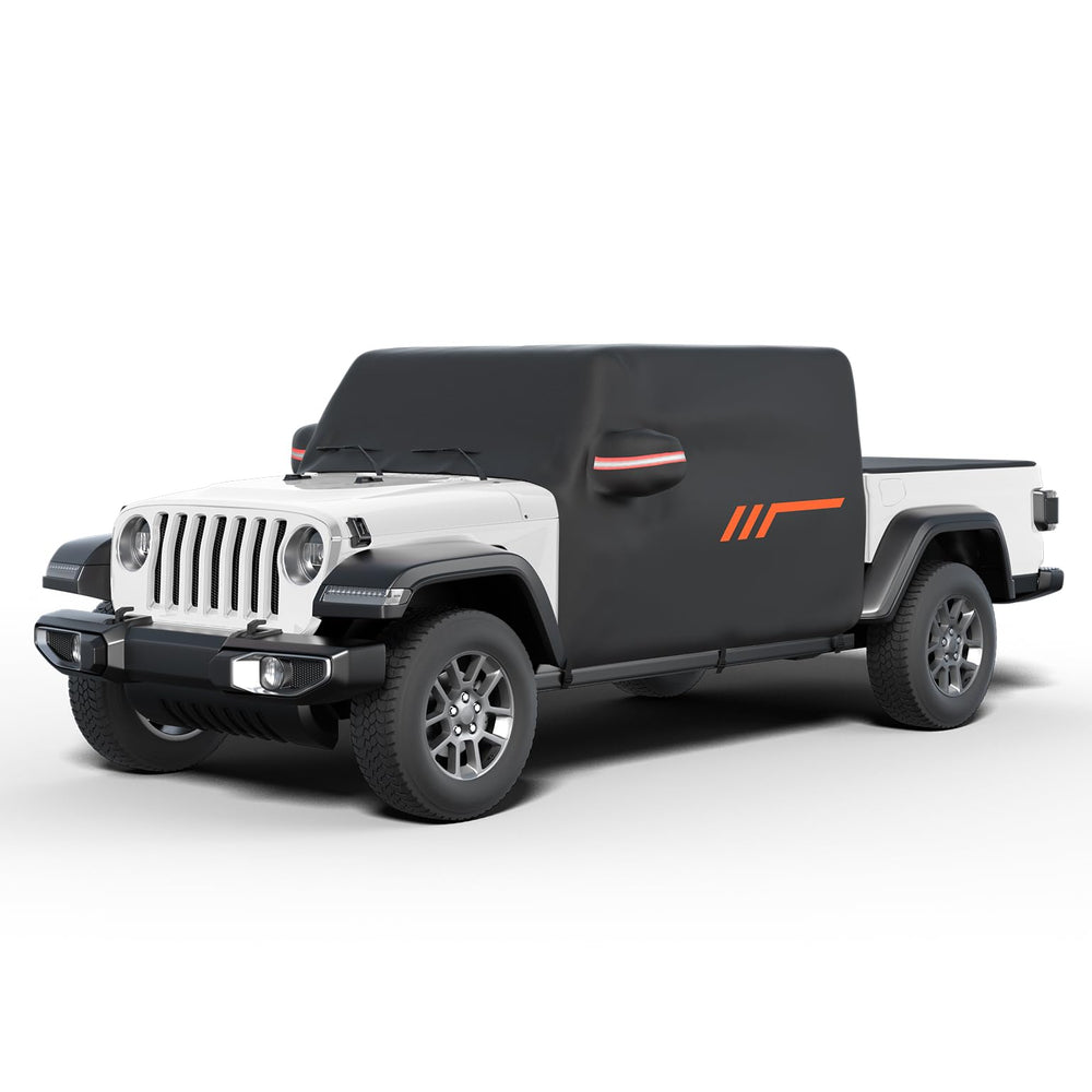 JOYTUTUS Gladiator JT cab cover protects with waterproof Oxford fabric against sun and rain.