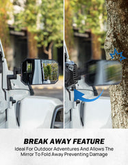 JOYTUTUS mirrors doors-off breakaway feature helps prevent damage on close obstacles