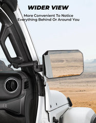 Break-away JOYTUTUS mirrors protect Wrangler JL from trail obstacles during off-road adventures
