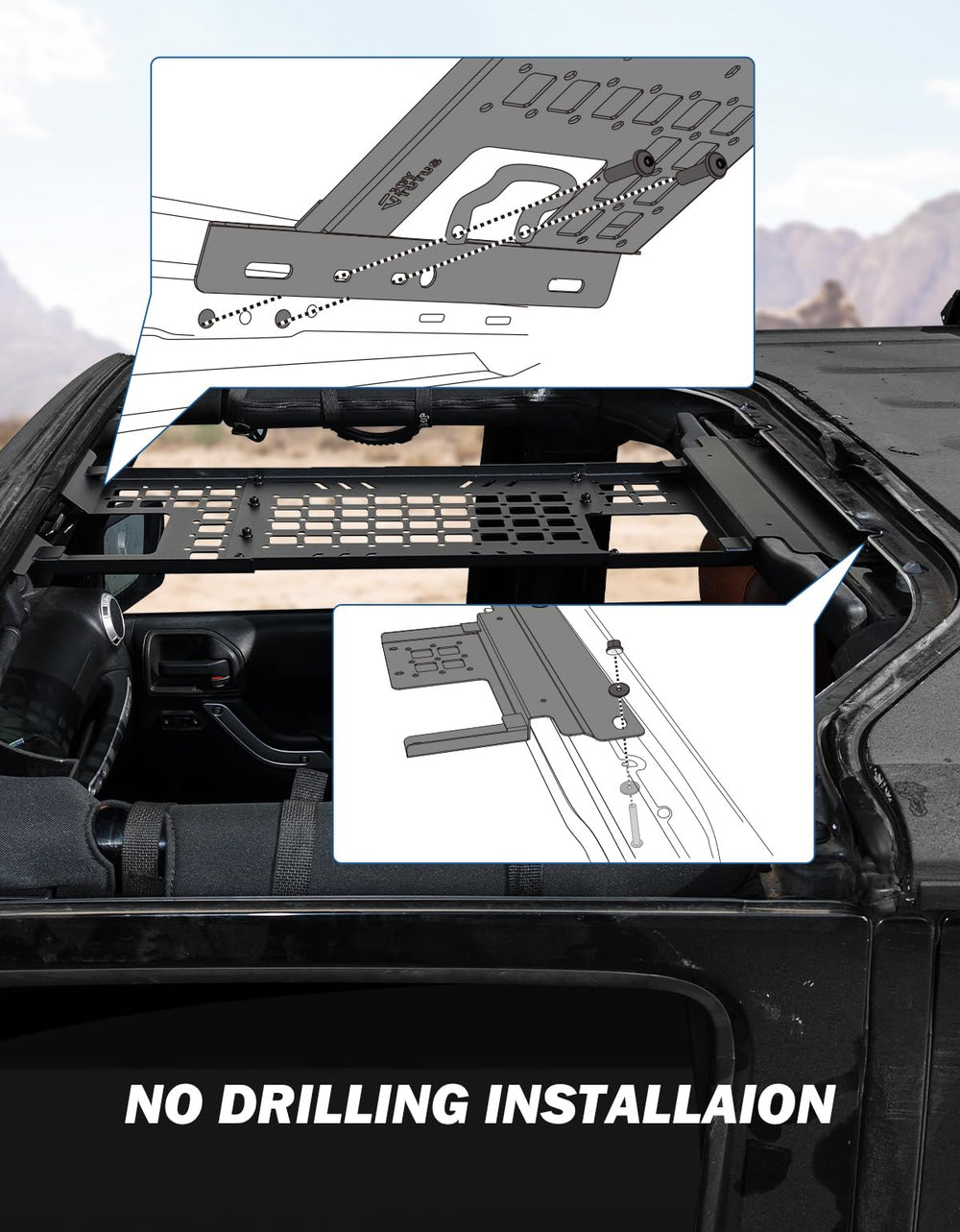 JOYTUTUS Molle system for pouches and straps on the Wrangler JK.