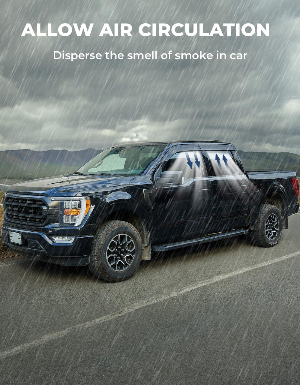 Joytutus outside-mount rain guard on pickup window, supports ventilation and rain defense